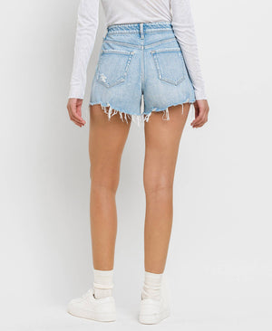 HIGH RISE DISTRESSED HEM A LINE SHORTS T6316: TANA RIVER / M