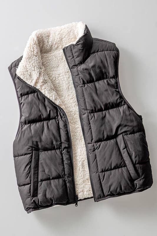 PUFFER VEST WITH WARM FLEECE LINING