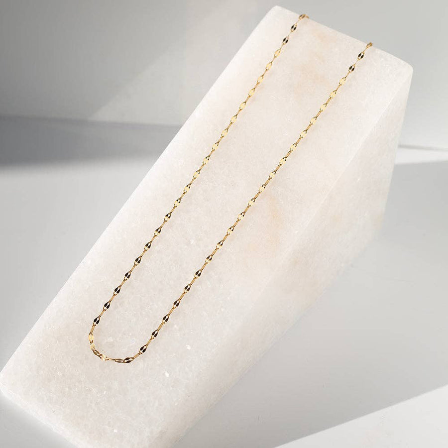 Gilded Gold Necklace-16" Dapped Chain | Charm Bar Necklace