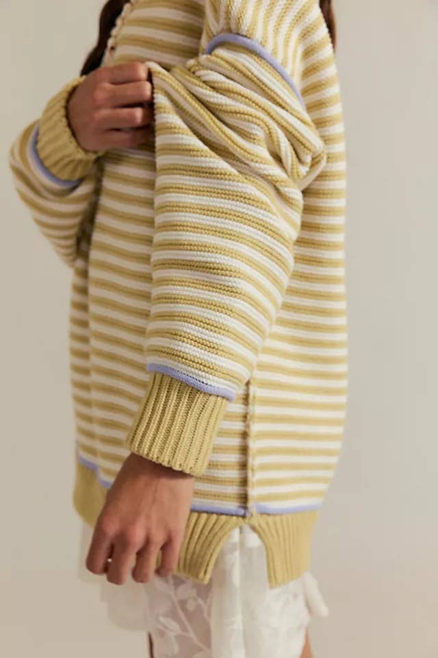 Dropped shoulders oversized Knit sweater Pullover in stripe