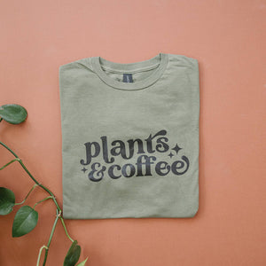 Plants & Coffee | Graphic Tee | Gifts for Plant Lovers: Medium / Sand