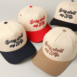 Sorry About My Husband Embroidery Two-Tone Canvas Cap