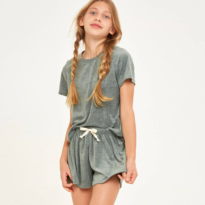 Towel Terry Top and Shorts Set: L / Olive