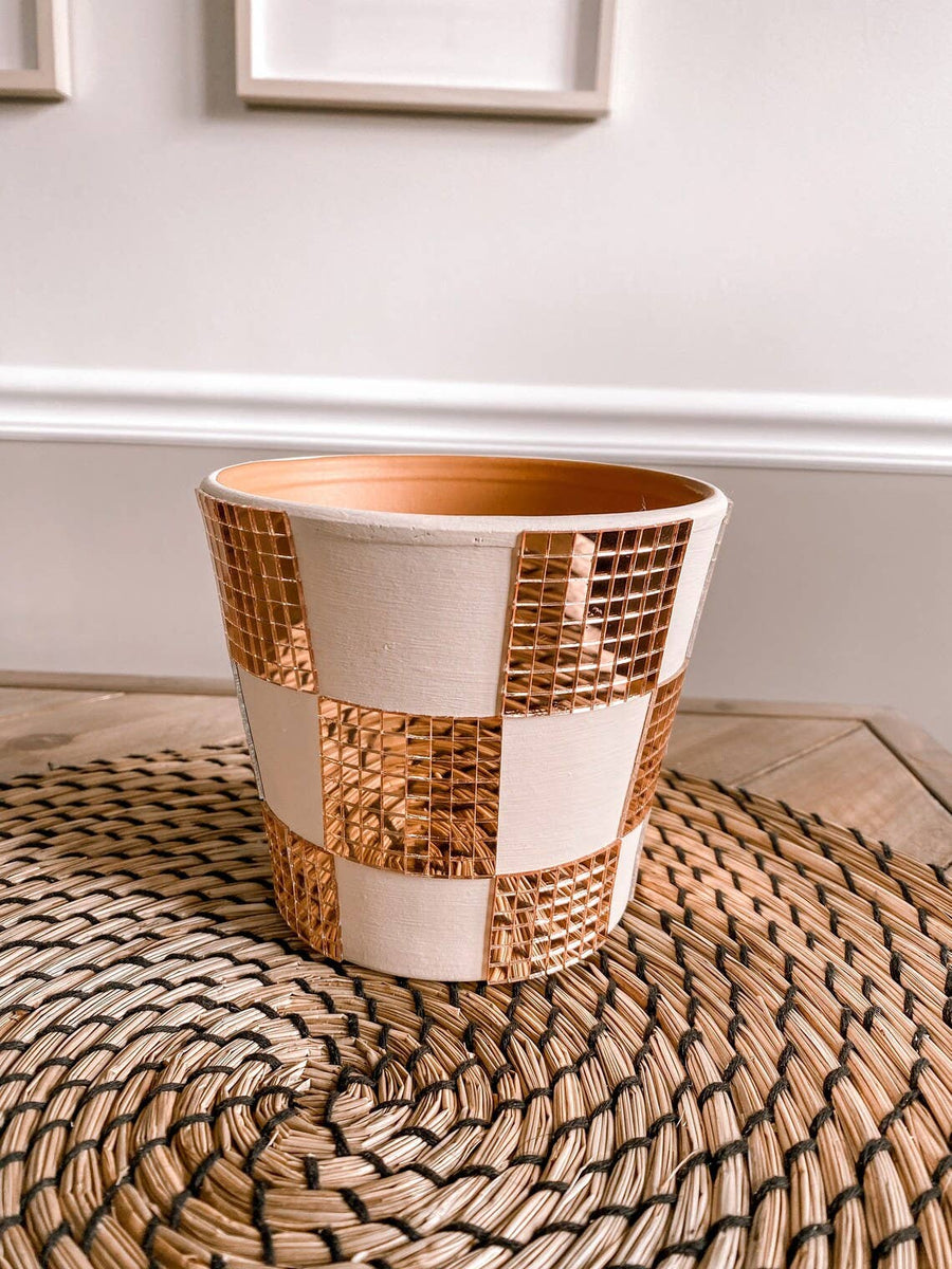 Checkered Disco Planter | 5 Inch Trendy Planters | Retro