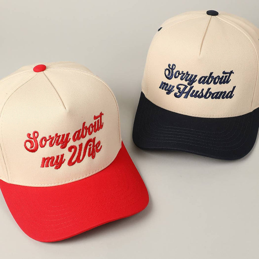 Sorry About My Husband Embroidery Two-Tone Canvas Cap