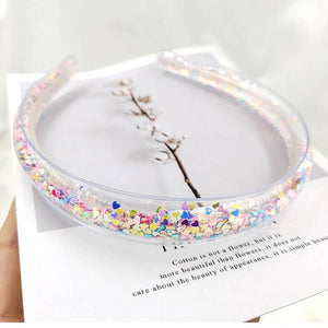 Girls cute Transparent Quicksand Sequin Teeth Hairband Hoops
