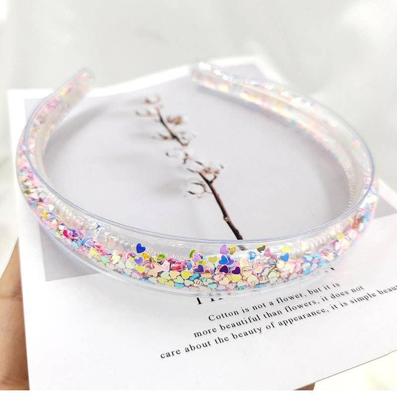 Girls cute Transparent Quicksand Sequin Teeth Hairband Hoops