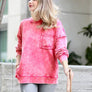 ",,.._ SI-24555 French Terry Washed Raw Edge Pullover W/ Pocket