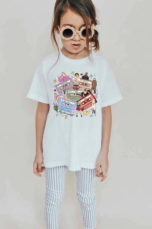 Taylor Tapes Lavender Collage Kids Graphic Tee: XS / White