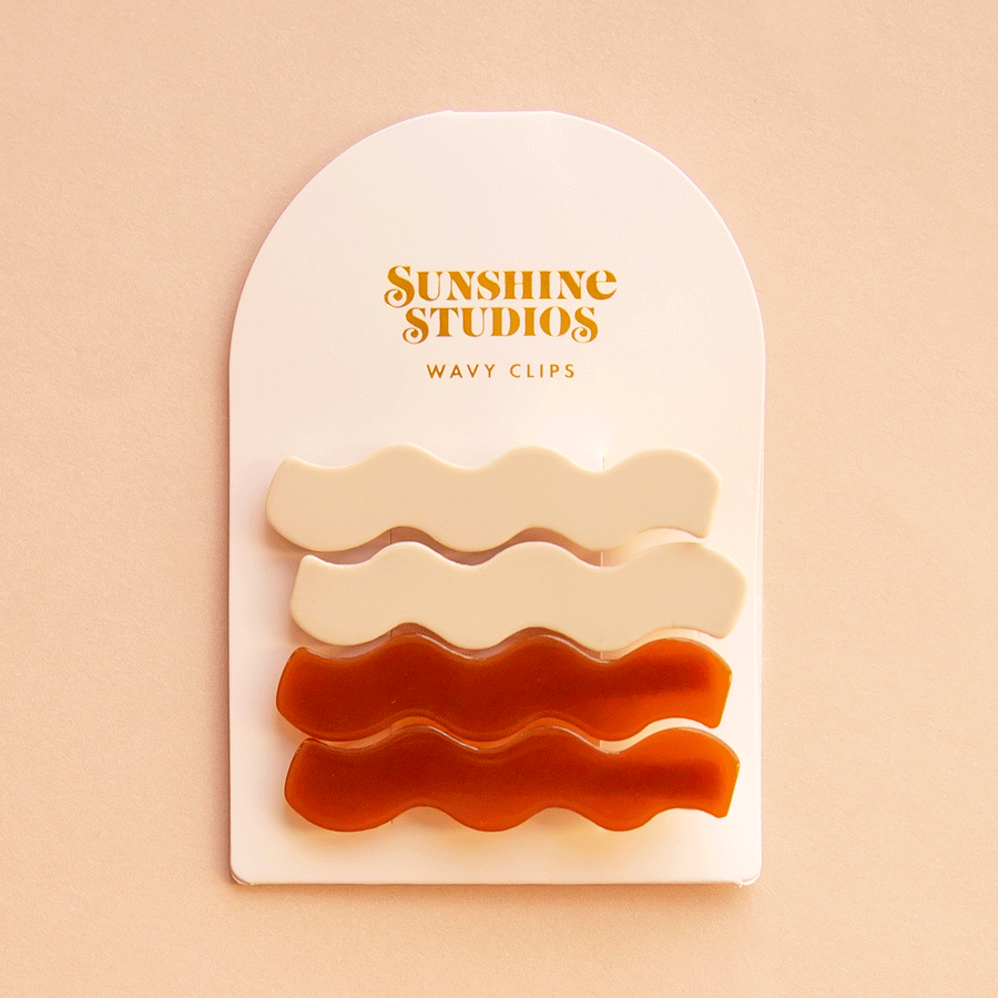 Wavy Hair Clips - Cognac