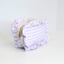 Gingham Ruffle Zipper Pouch Embroidery Friendly Cosmetic Bag