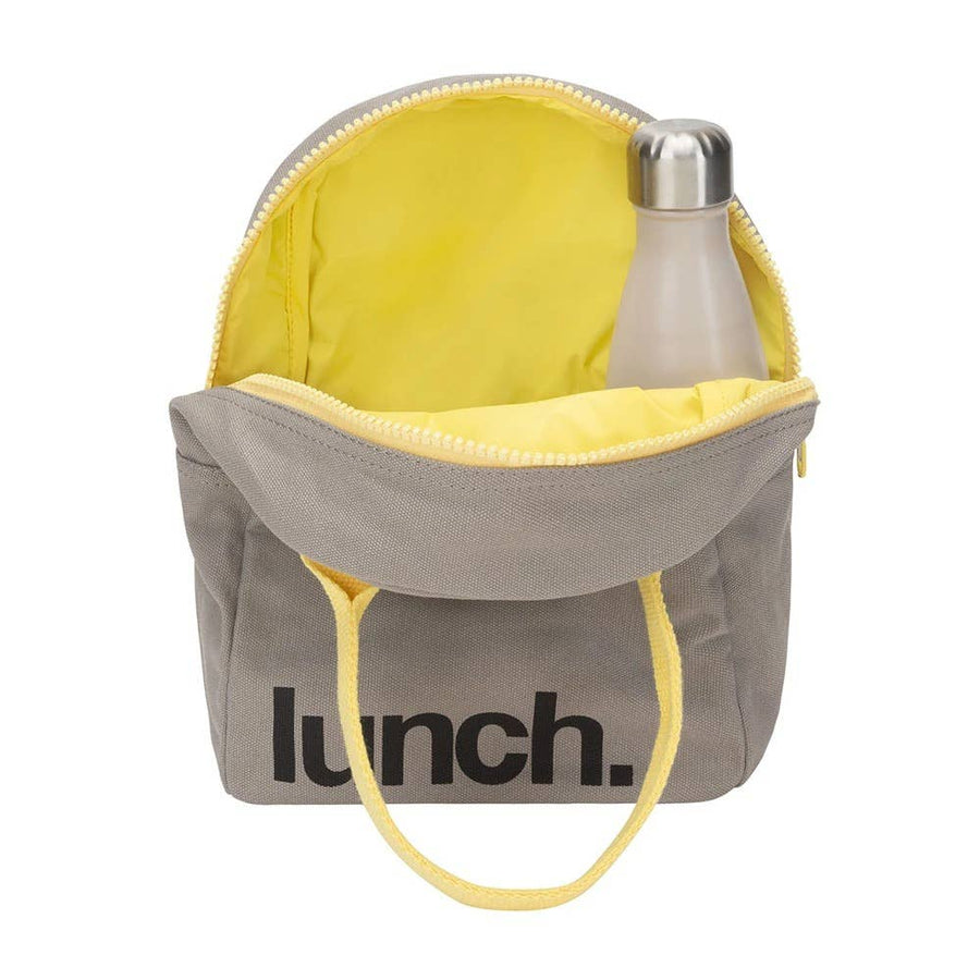 Zipper Lunch Bag - 'Lunch' Grey / Yellow