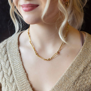 Gilded Gold Necklace-18" Toggle Chain | Charm Bar Necklace