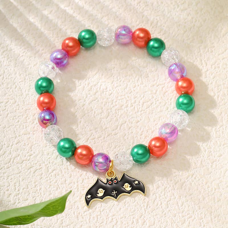 Halloween Handmade Beaded Pumpkin ghost Bracelet for kids