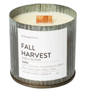 Fall Harvest Wood Wick Rustic Farmhouse Soy Candle 10 oz