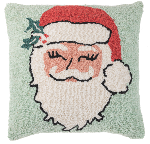 patchwork farmhouse santa pillow 