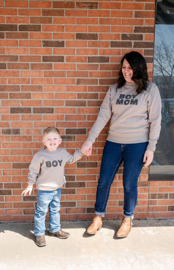 BOY MOM Chenille Cotton Sweatshirt