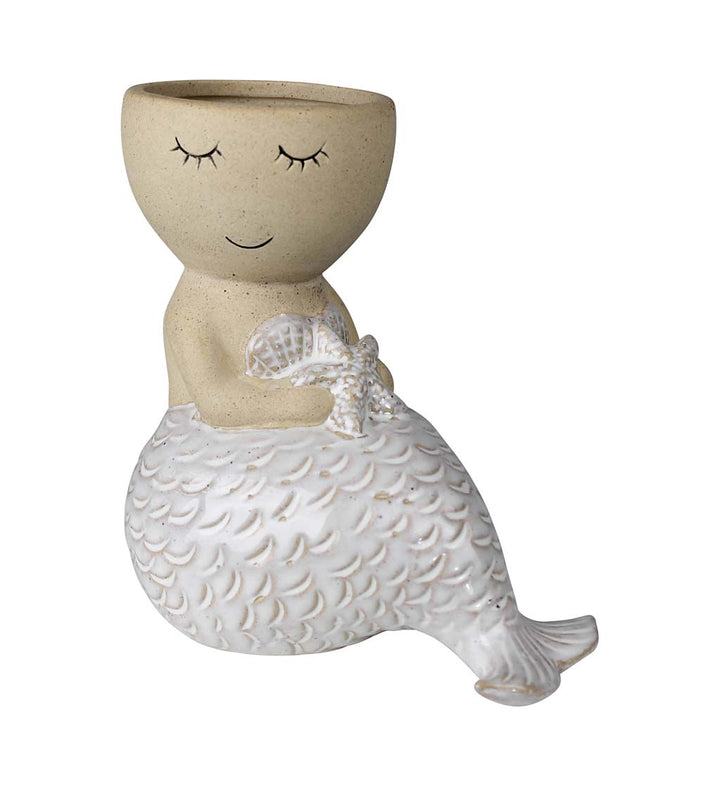 Ceramic Sitting Mermaid Cachepot