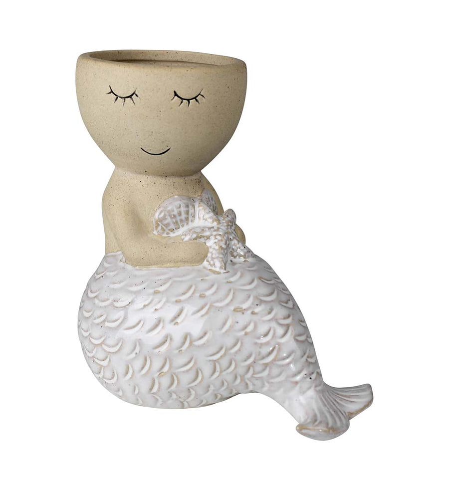 Ceramic Sitting Mermaid Cachepot