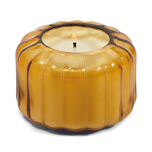 Golden Ember Candle - Tan Ribbed Glass