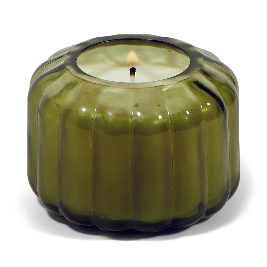 Secret Garden Candle - Green Ribbed Glass