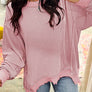 66Sweetheart Hot Pink Lucky Distressed Knit Top (S-XL)