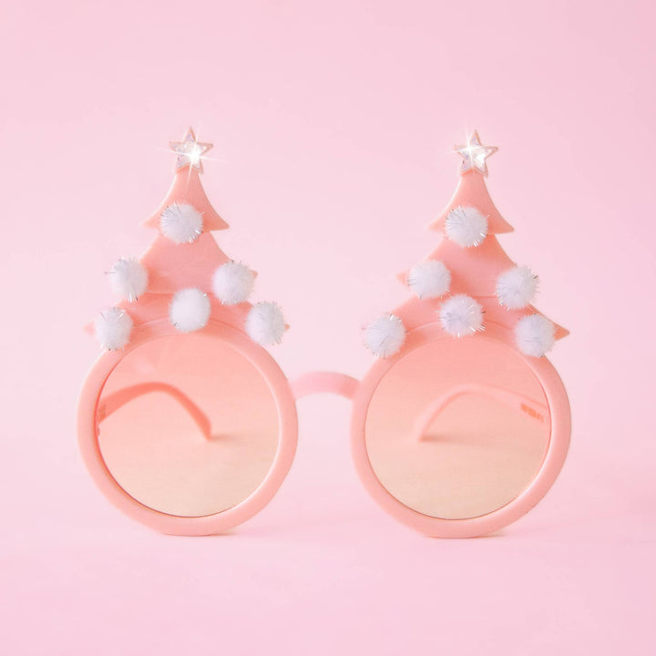 Christmas Tree Holiday Glasses | Pastel Pink