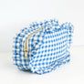 Gingham Ruffle Zipper Pouch Embroidery Friendly Cosmetic Bag