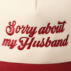 Sorry About My Husband Embroidery Two-Tone Canvas Cap