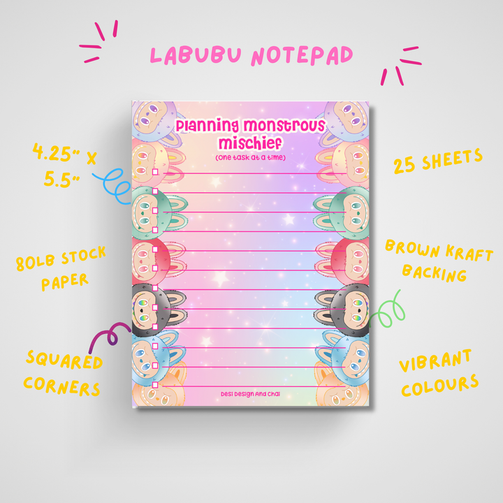 Labubu - Monsters -Monstrous Mischief - Notepad - 25 sheets