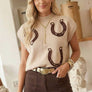 Spring 2026 Cowgirl Horseshoe Mock Neck Knit Top (S-XL)