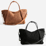 Solid Color Sherpa Shoulder Tote Bag