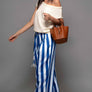 Striped Wide-Leg Boho Maxi Linen Pants for Summer