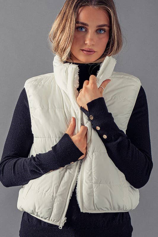 PUFFER VEST WITH WARM FLEECE LINING