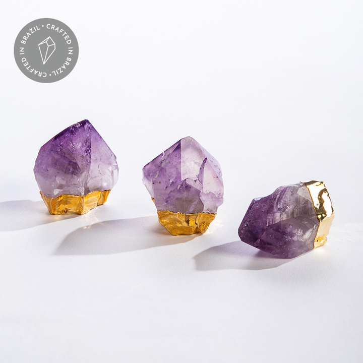 Gold Gilded Natural Standing Amethyst Points