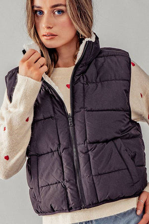 PUFFER VEST WITH WARM FLEECE LINING