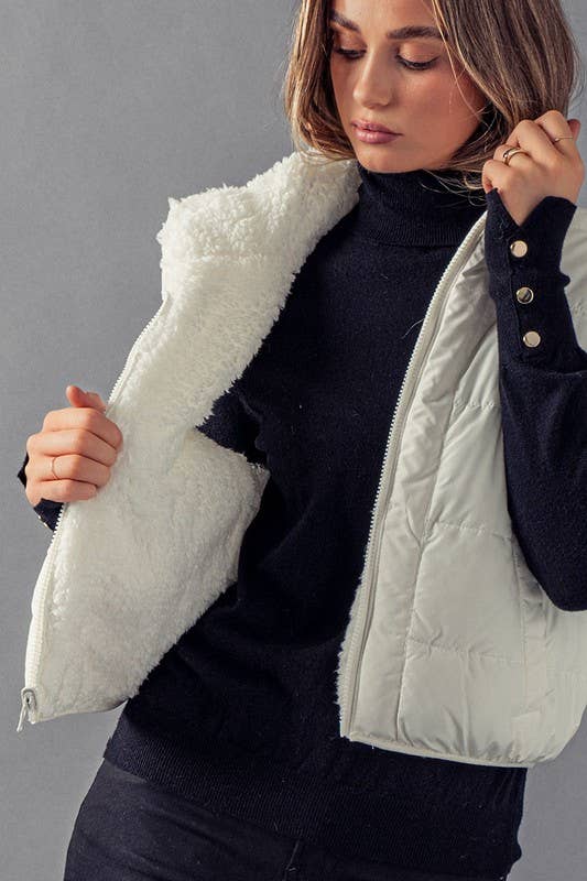 PUFFER VEST WITH WARM FLEECE LINING