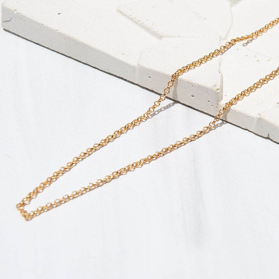 Gilded Gold Necklace-18" Cable Chain | Charm Bar Necklace