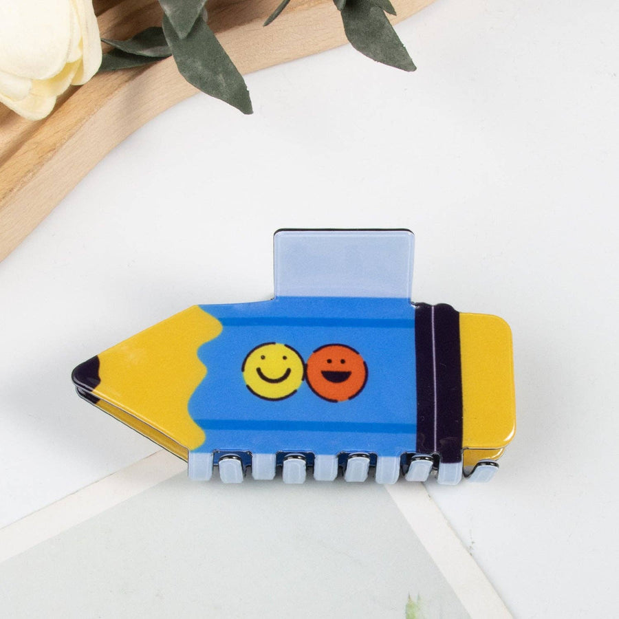 Fun School Pencil Hair Claw Clips