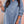 Ruffled 3/4 Sleeve Buttoned Front Plus Size Denim Dress: XXL / Blue
