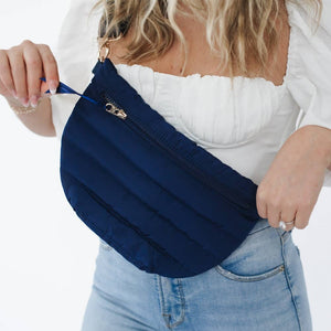 Jolie Puffer Belt Bag: Navy