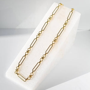 Gilded Gold Necklace-18" Toggle Chain | Charm Bar Necklace