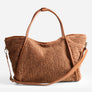 Solid Color Sherpa Shoulder Tote Bag