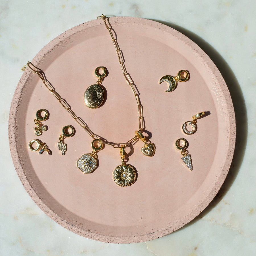 Crescent Charm, CZ | Charm Bar | Charm Necklace or Bracelet