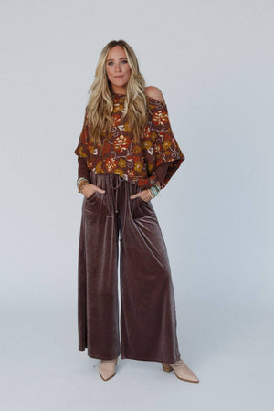 Relaxing Robin Velvet Wide Leg Pant - Coco