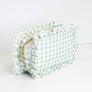 Gingham Ruffle Zipper Pouch Embroidery Friendly Cosmetic Bag