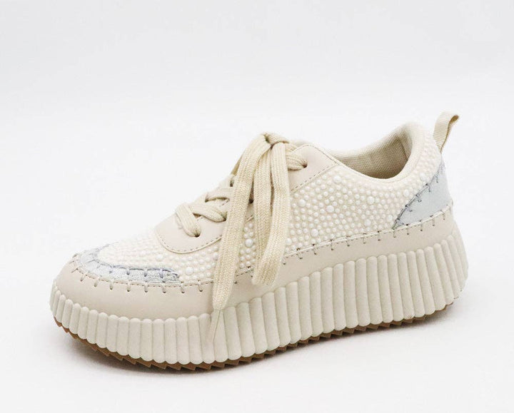Bamboo-Rhinestone Lace-Up Sneaker