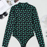 St Patrick Shamrock Mock Neck  Mesh Bodysuit (S-XL)