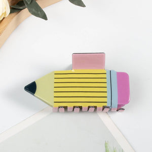 Fun School Pencil Hair Claw Clips