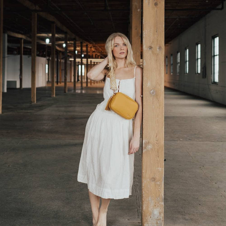 Willow Camera Crossbody Bag: Mustard